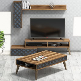 Hanah Home Conjunto de muebles de salón Planet - Walnut, Chalcedony